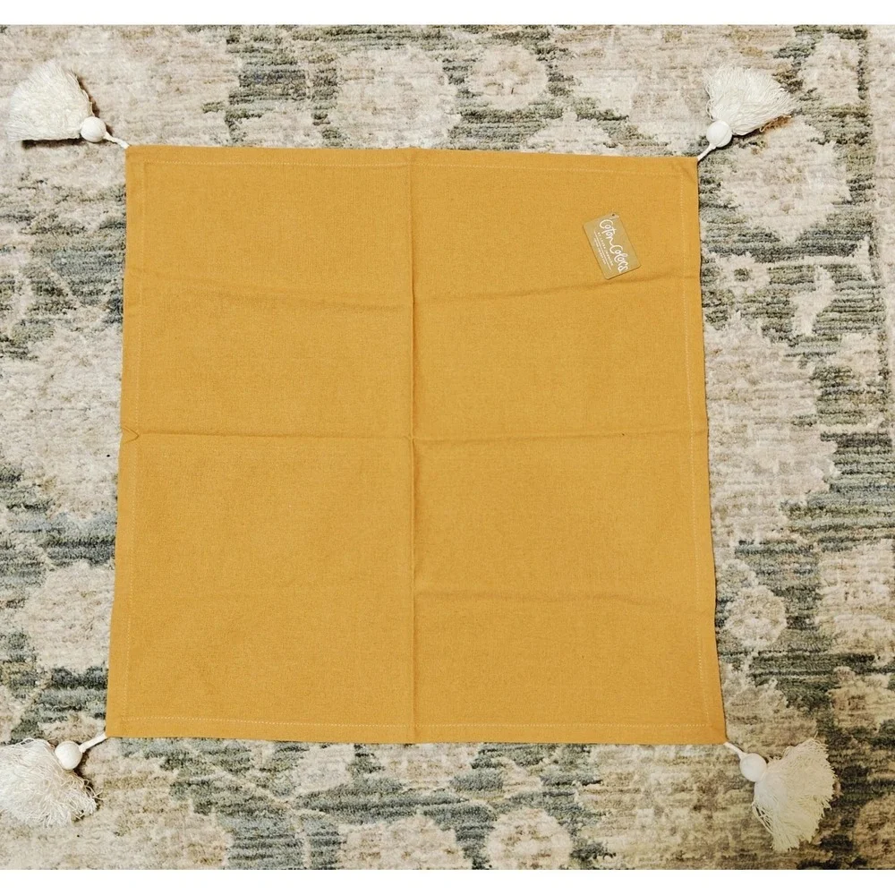 Coton Colors Set Of Two Mustard Fundamentals Tassel Napkins Nwt